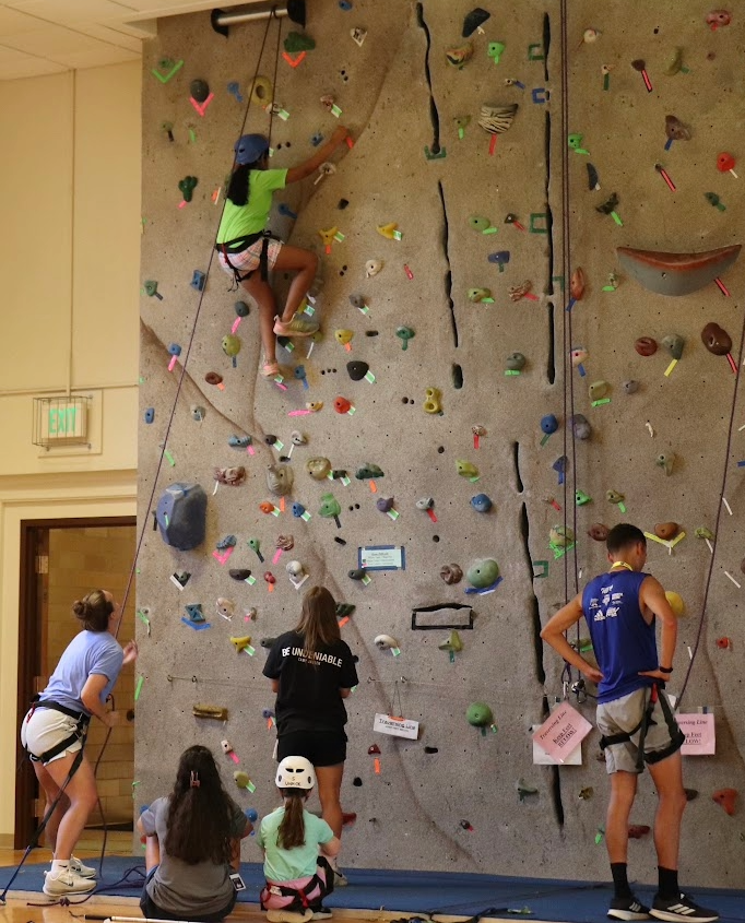 Rock climbing - athlete at the top