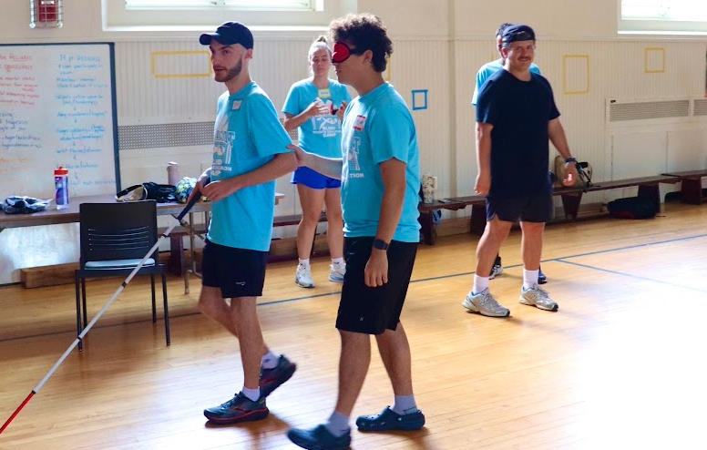 Sighted guide blindfold training